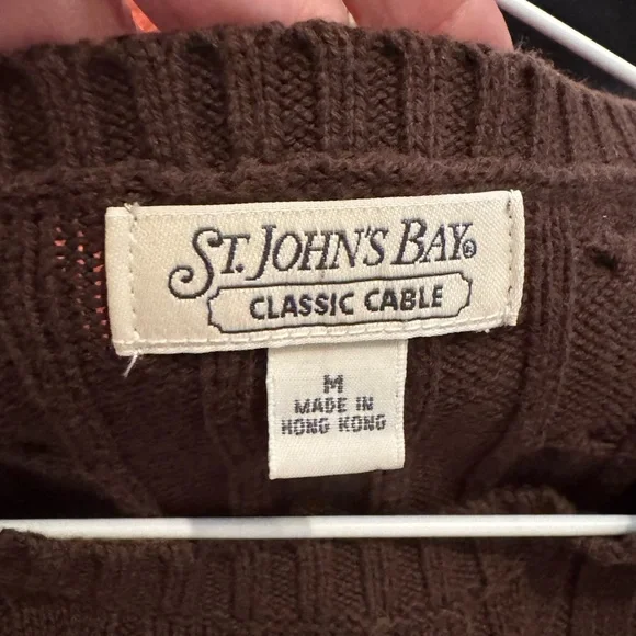St. John's Bay Dark Brown Cable Knit Sweater - Picture 2 of 5